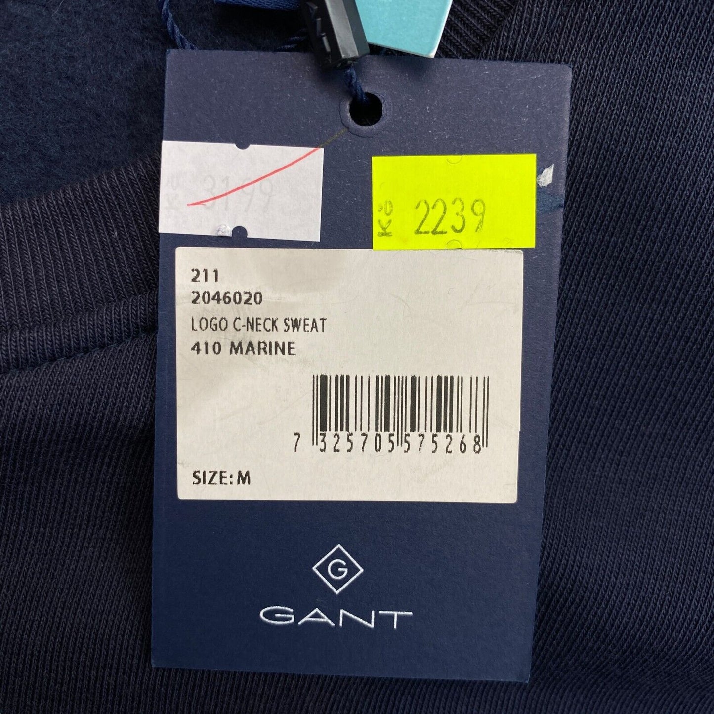 GANT Navy Blue Logo Crew Neck Jumper Sweater Size M