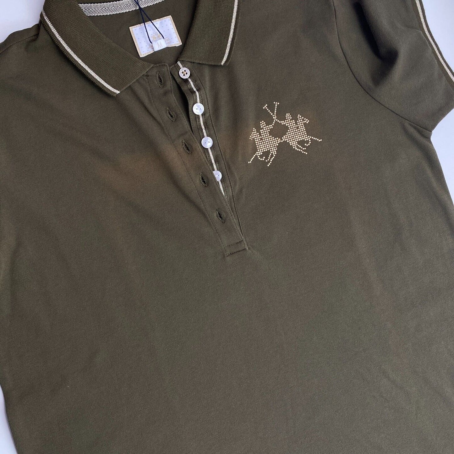 LA MARTINA Women Green Pique Stretch Polo Shirt Size  3 / M