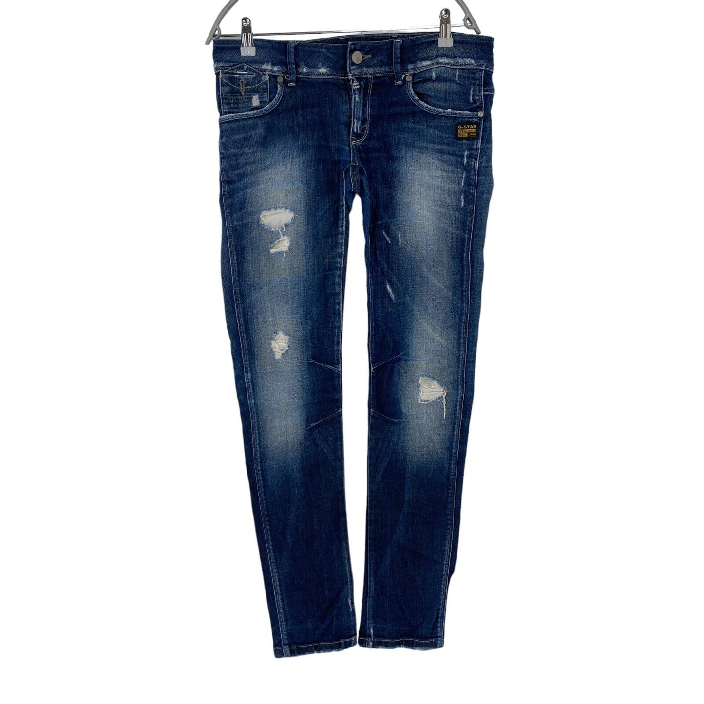 G-STAR FENDER Femme Bleu Foncé Coupe Skinny Jean Déchiré W29 L32