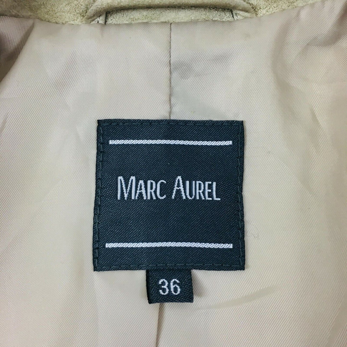 Marc Aurel 100% Suede Leather Beige Jacket Size EUR 36 US 6 UK 8