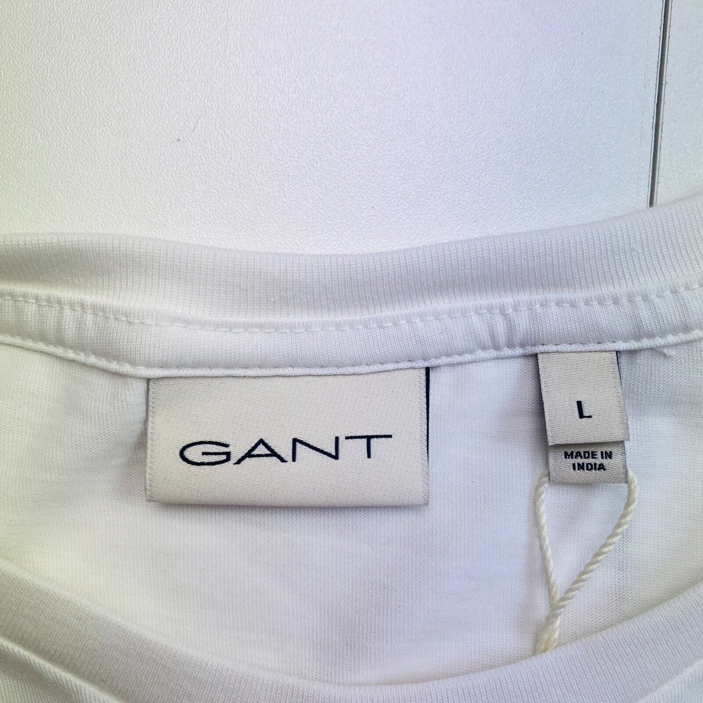 GANT Men White Reg Shield Crew Neck Long Sleeves T Shirt Size L