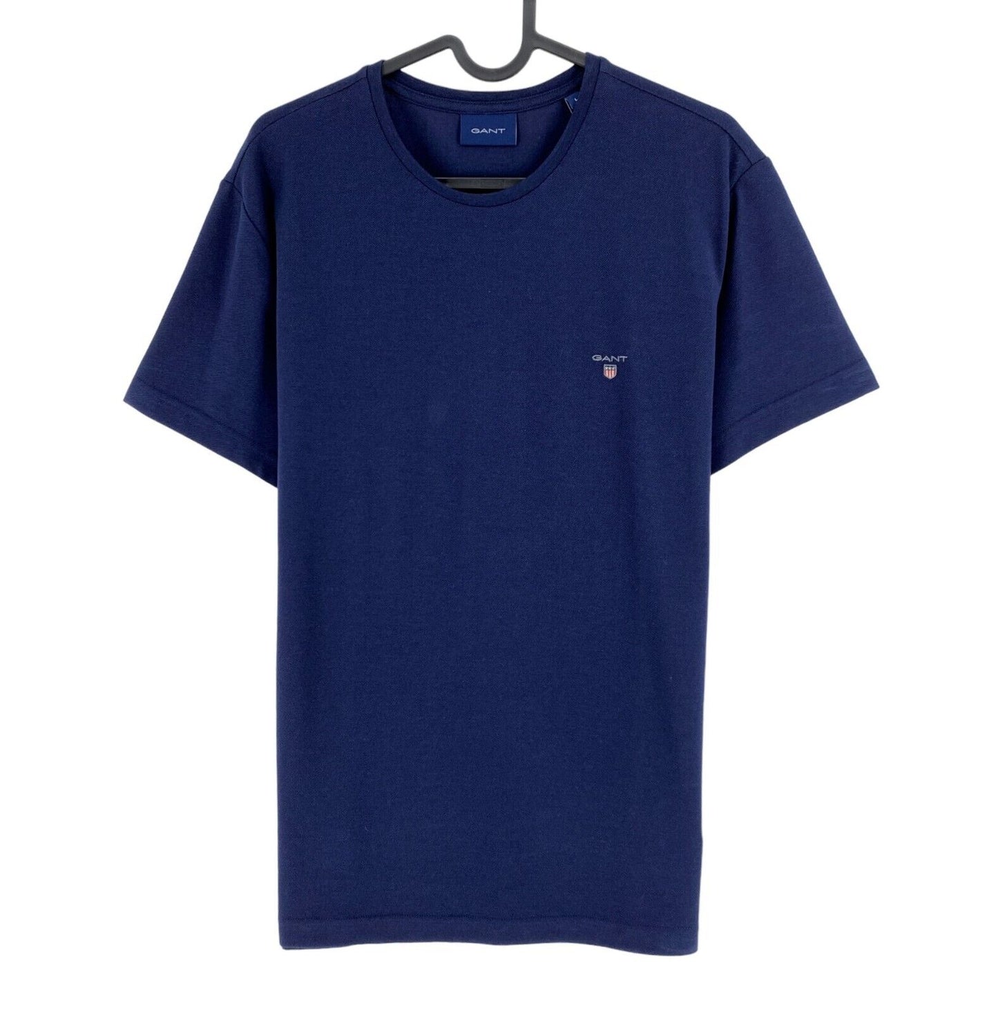 GANT T-Shirt mit Rundhalsausschnitt, Piqué, Marineblau, Größe L