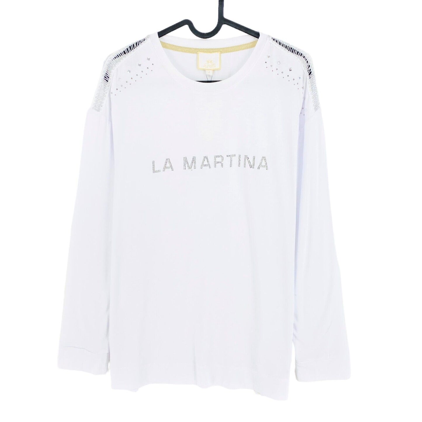 LA MARTINA White Logo Crew Neck T Shirt Size 4 / L