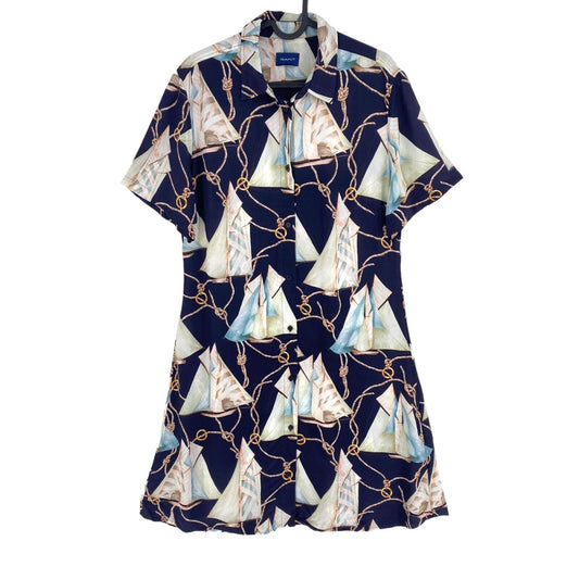 GANT Women Navy Blue Sailing Print Shirt Dress Size EU 34 UK 6 US 4