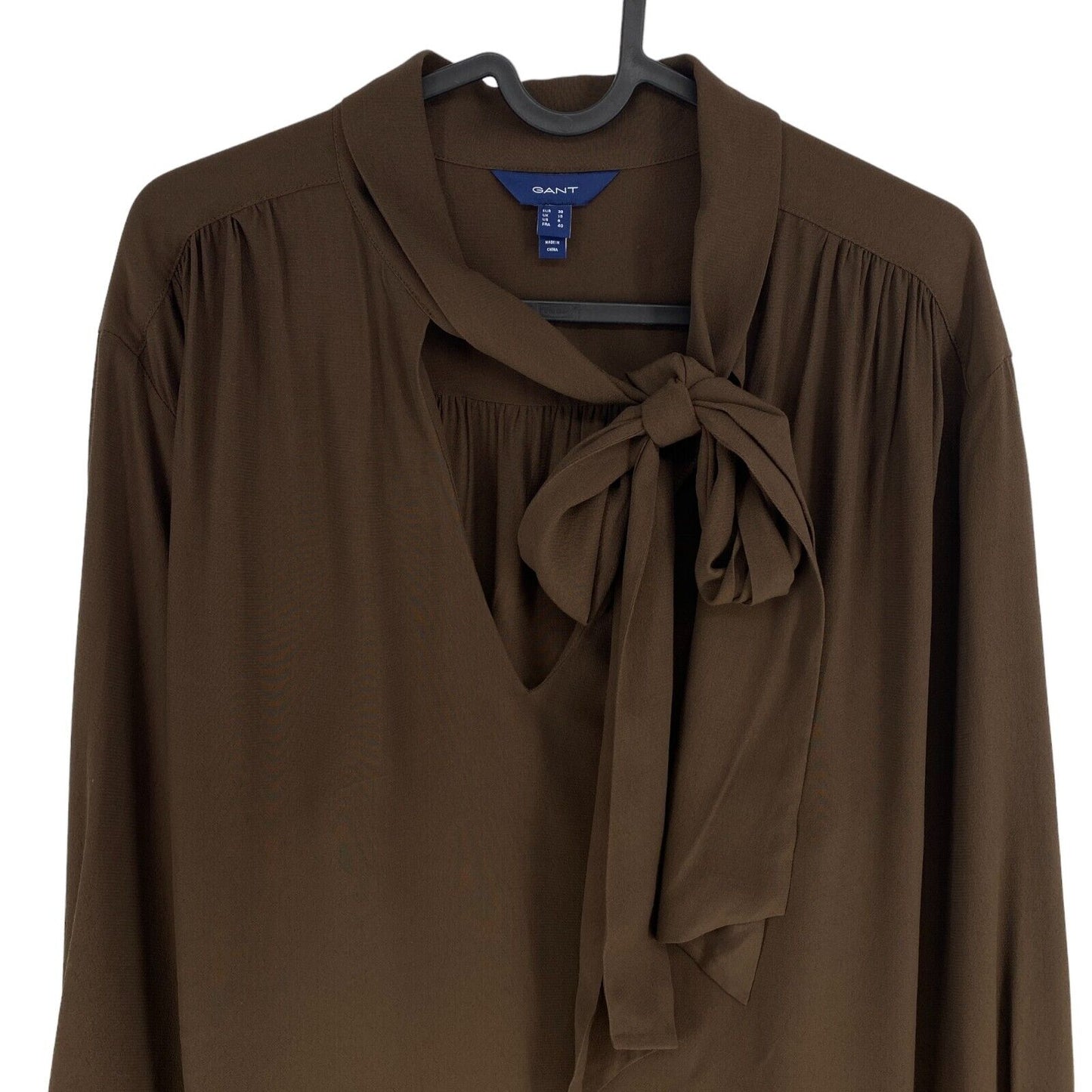 GANT Blouse coupe décontractée avec nœud marron foncé Taille EU 38 UK 10 US 8