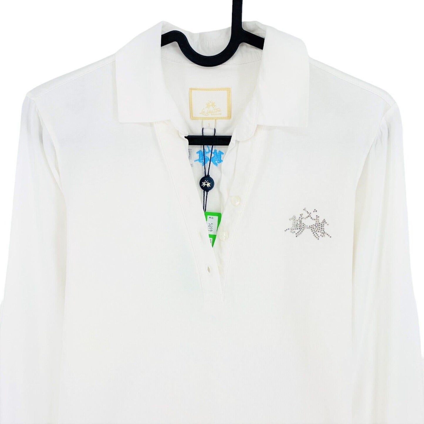 LA MARTINA Polo Manches Longues Jersey de Coton Blanc Taille 1 / XS