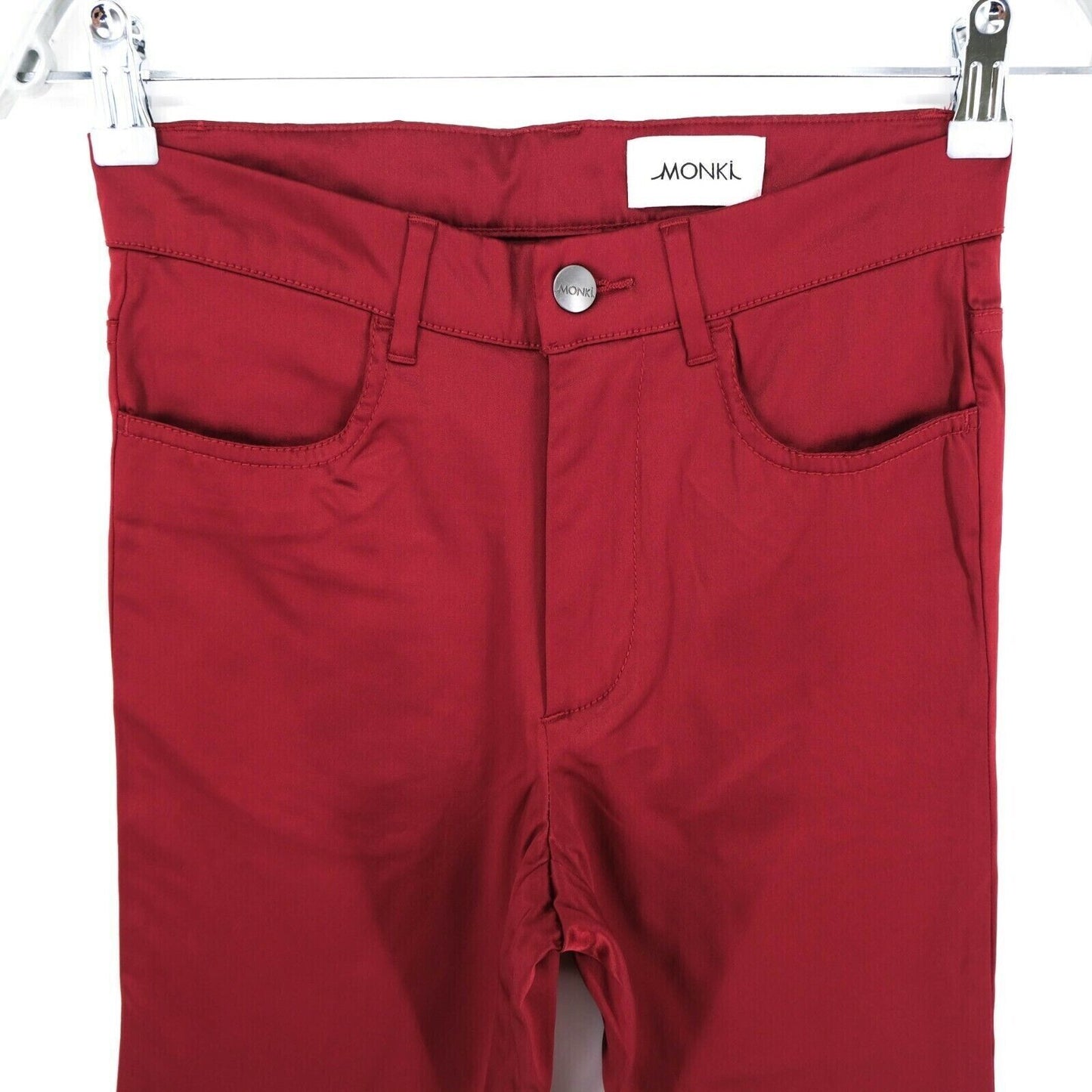 MONKI Damen Jeggings-Hose in Skinny-Fit, Rot, Größe S