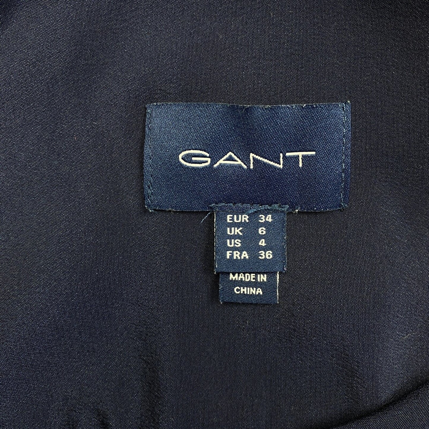 GANT Navy Blue 100% Silk Shirt Size EU 34 UK 6 US 4