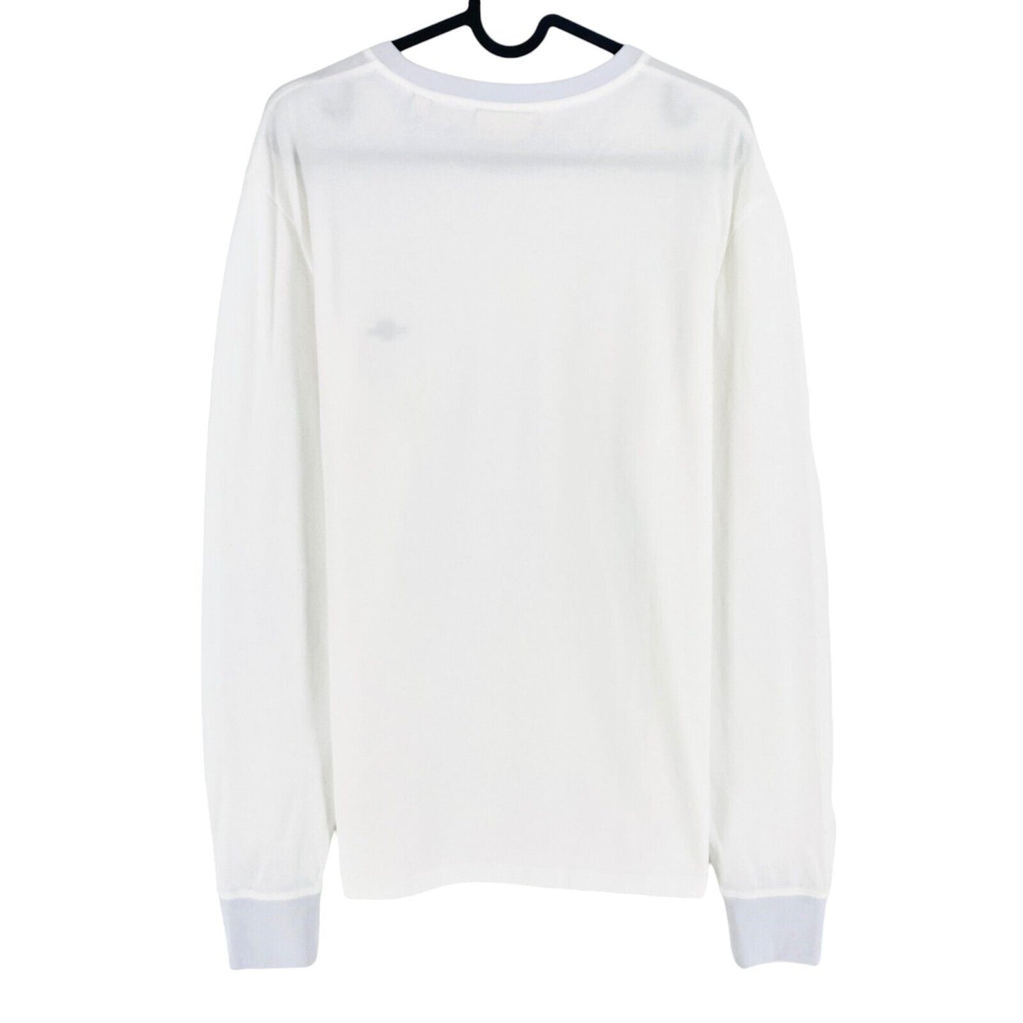 GANT Men White Reg Shield Pique Crew Neck Long Sleeve T Shirt Size L