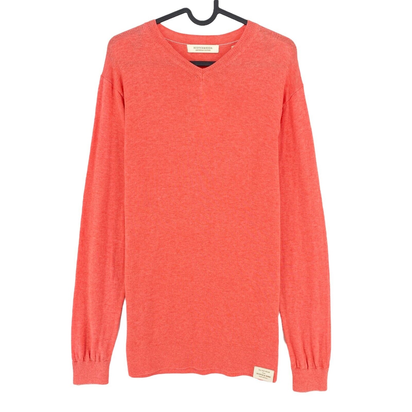 SCOTCH &amp; SODA Pullover mit V-Ausschnitt, weicher Baumwoll-Wolle, Größe S, Rosa