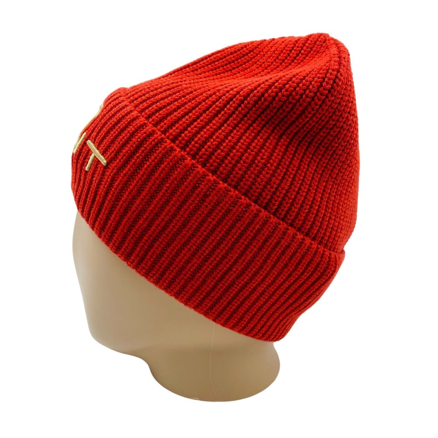 GANT Red Cotton Wool Blend Knit Beanie Hat Size L XL