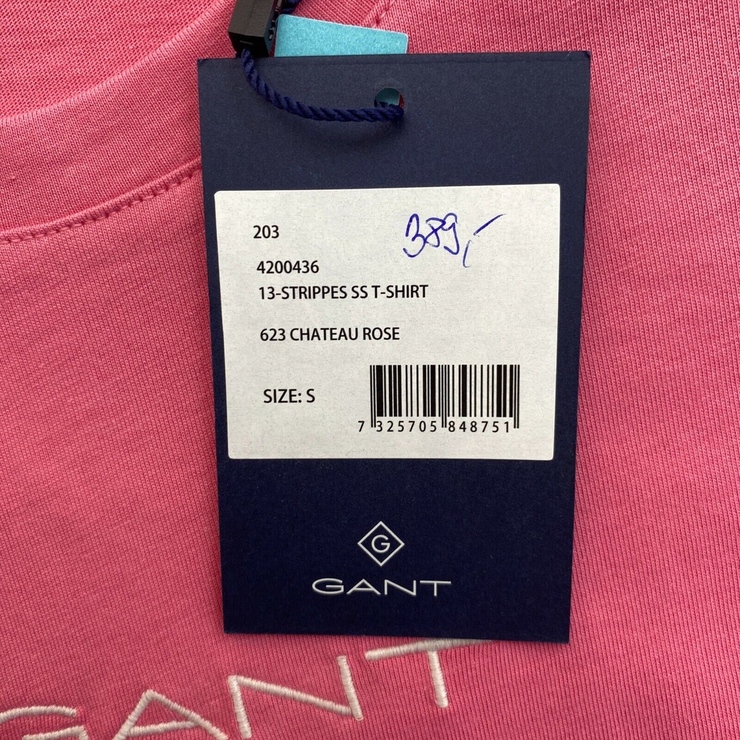 GANT T-Shirt mit Rundhalsausschnitt und 13 Streifen, Rosa, Größe S