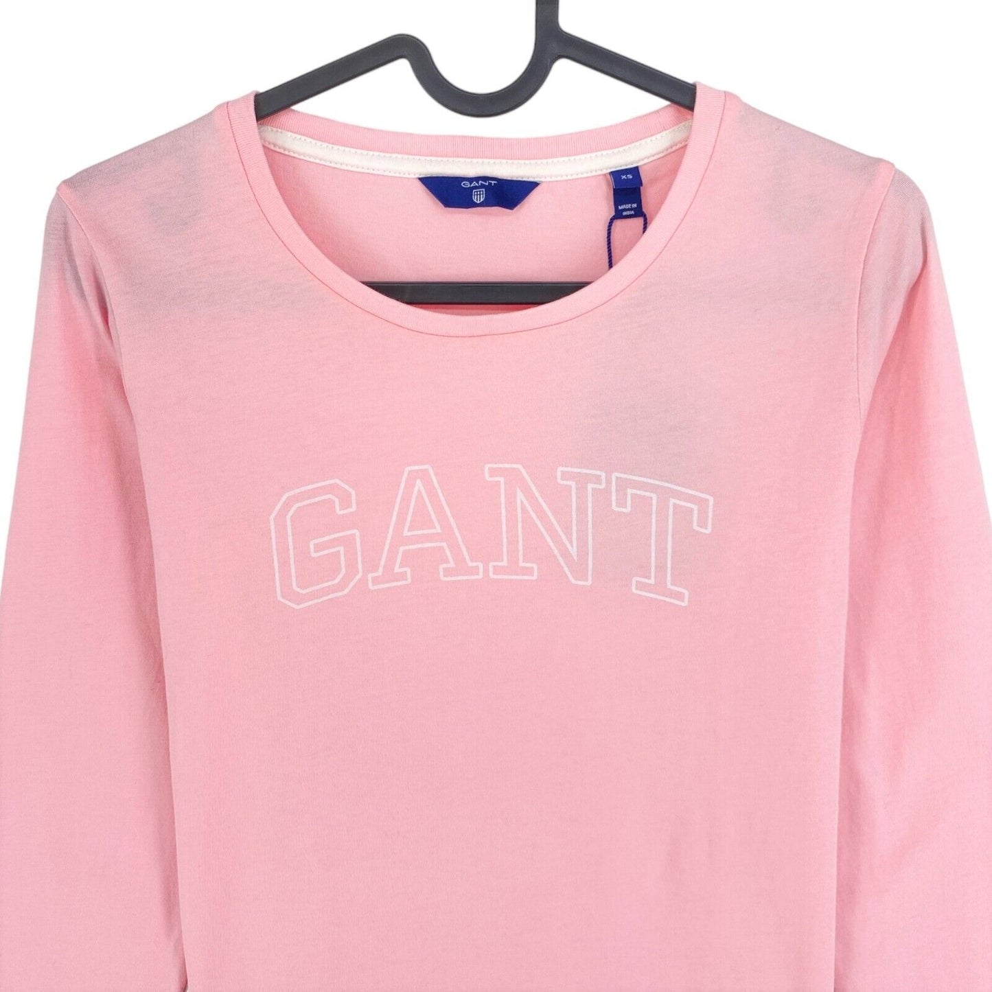 GANT T-Shirt mit Rundhalsausschnitt und langen Ärmeln, Rosa, Bogen-Logo, Größe XS