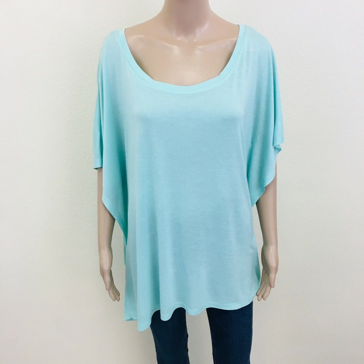 ZARA Blue Loose Fit Viscose T Shirt Top Blouse Size M