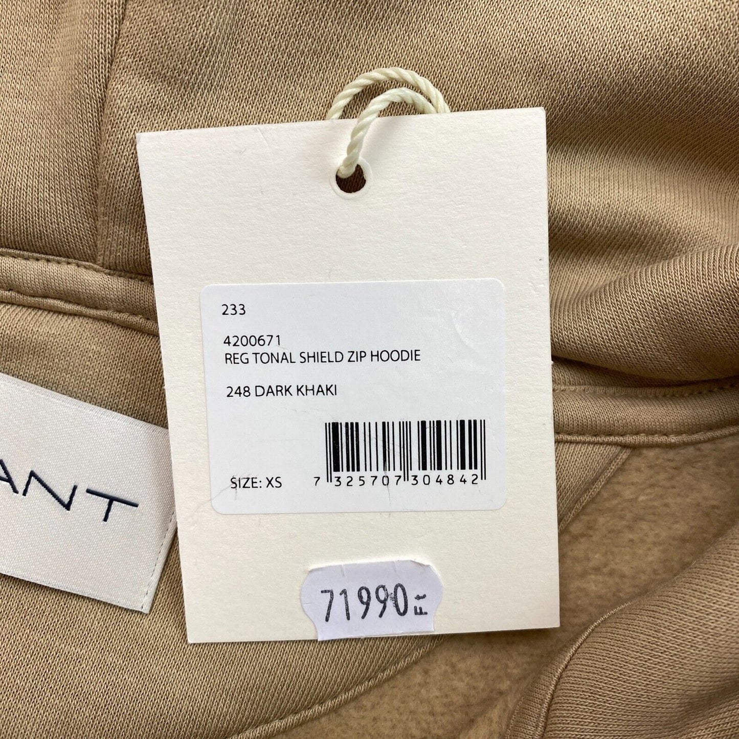 GANT Braun Tonal Shield Full Zip Hoodie Pullover Pullover Größe XS