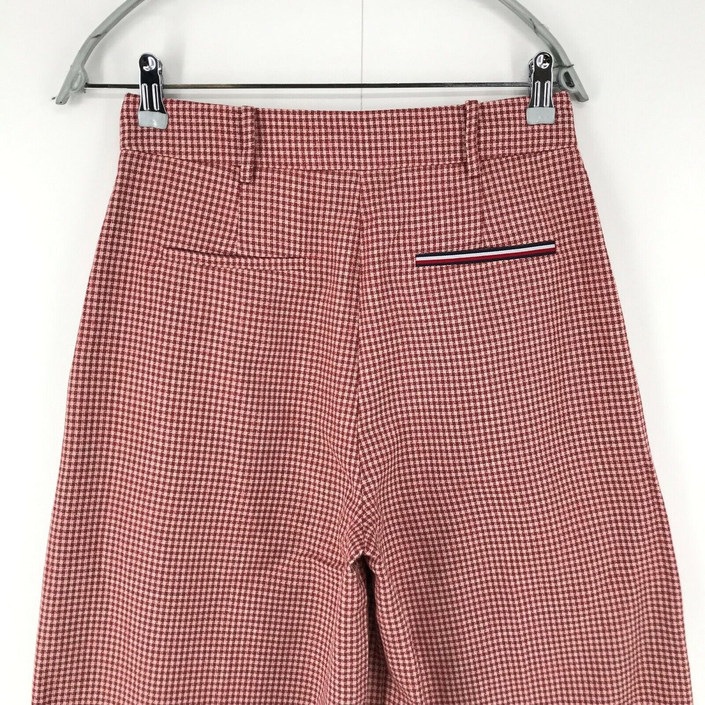 Tommy Hilfiger Women Red Wide Leg Fit Check Trousers Size 6 W27