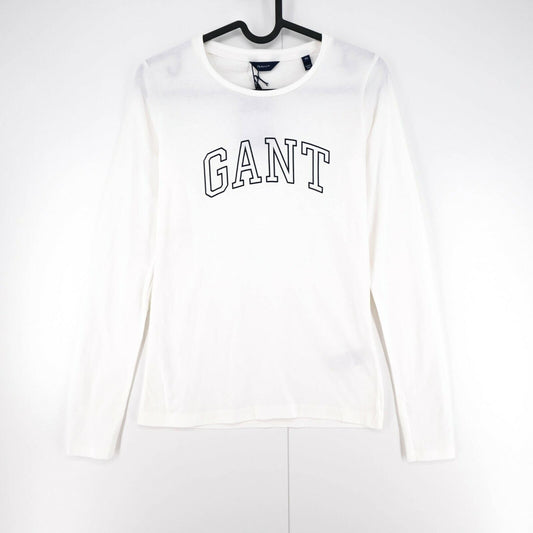 GANT White Big Logo Crew Neck T Shirt Jumper Size XS