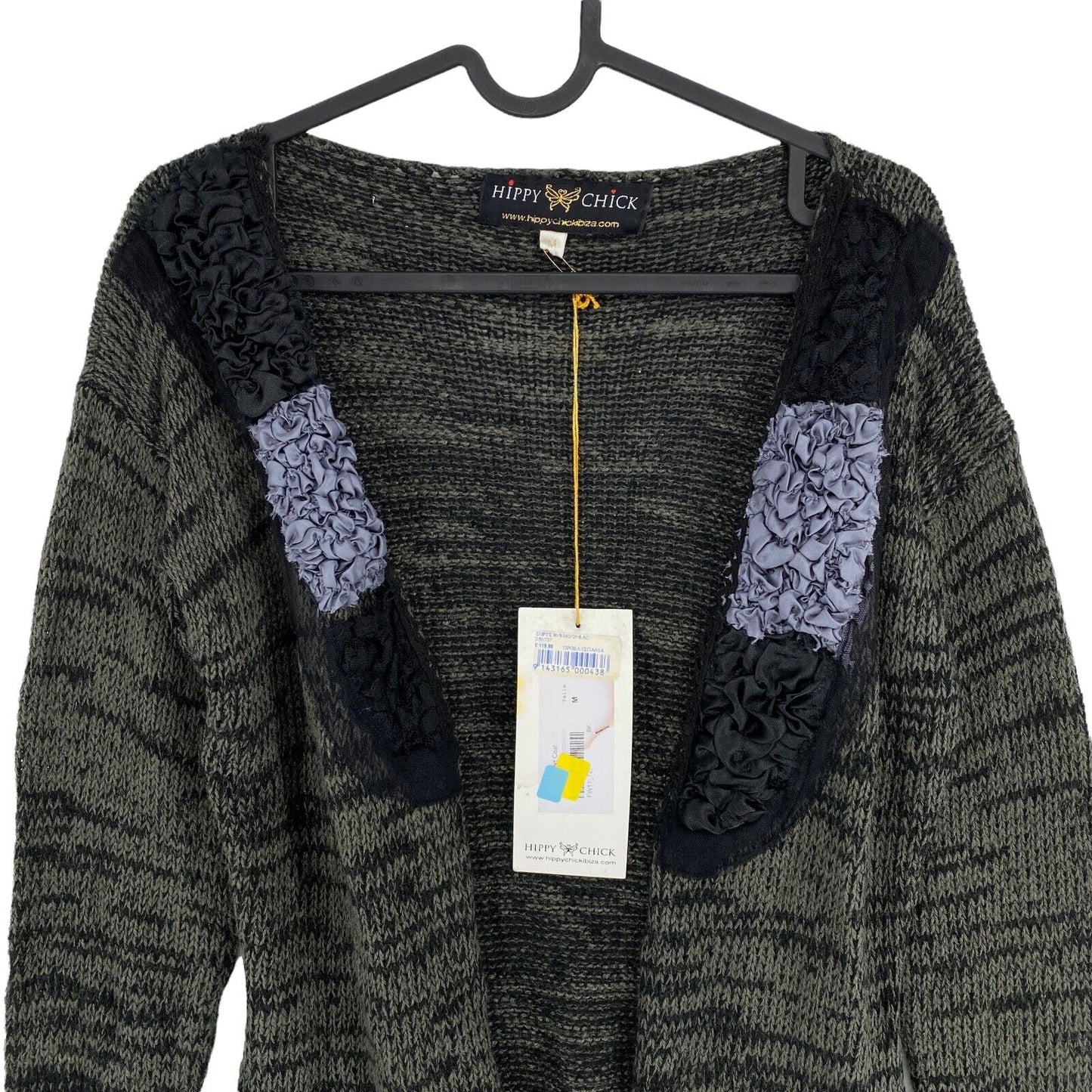 RPR 119 € HIPPY CHICK Court Vert Foncé Tricot Col V Profond Pull Cardigan Taille M