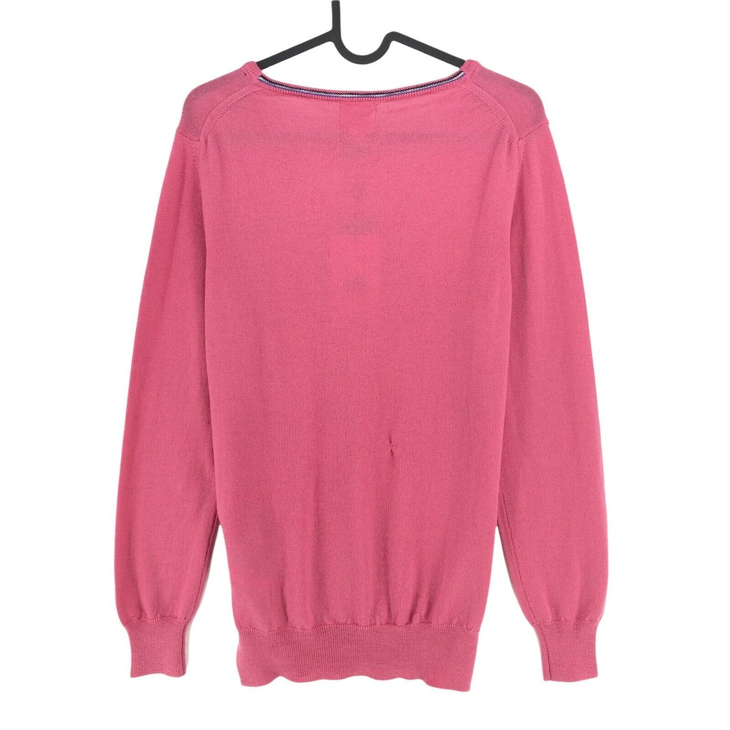 LA MARTINA Pullover mit V-Ausschnitt, 100 % Merinowolle, Rosa, Größe 3/L