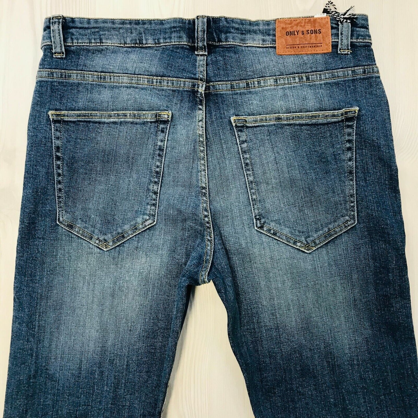 ONLY &amp; SONS Herren Jeans CARROT Fit Slim Fit Blau Zerrissen Größe W32 L32