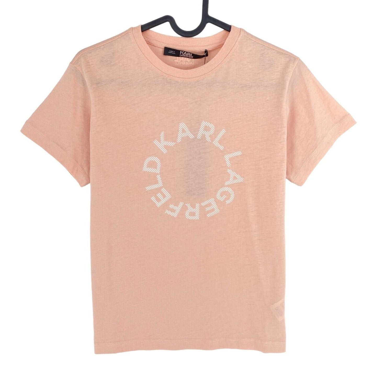 Karl Lagerfeld Pink Circle Logo Crew Neck T Shirt Size S