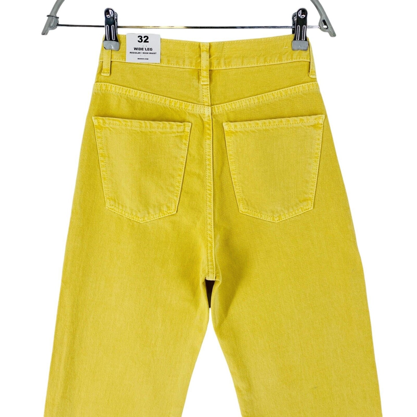 MANGO Women Yellow High Waist Regular Wide Leg Fit Jeans EUR 32 US 1 W23