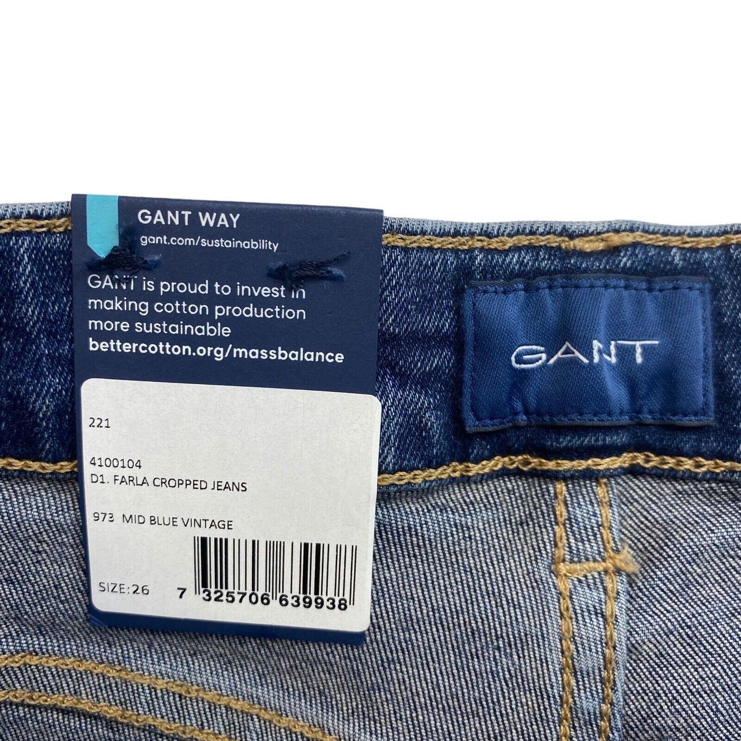 GANT Dunkelblaue Farla verkürzte Slim-Jeans, Größe W26