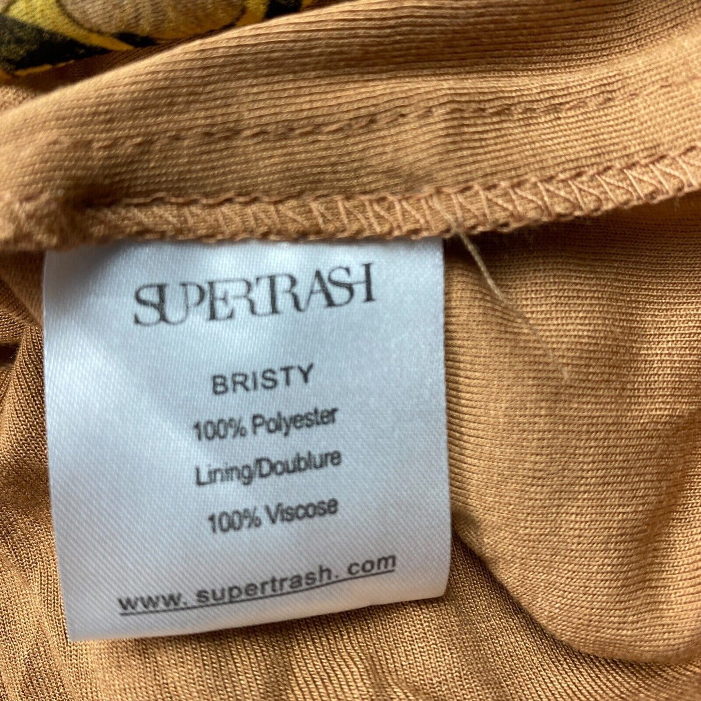 SUPERTRASH Blumenmuster, braun, ärmellos, tiefer V-Ausschnitt, Top, Bluse, Größe EU 36, UK 8, US 6