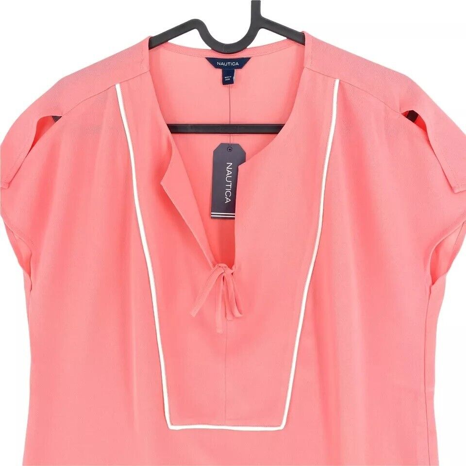 NAUTICA Women Pink V Neck Blouse Size XS