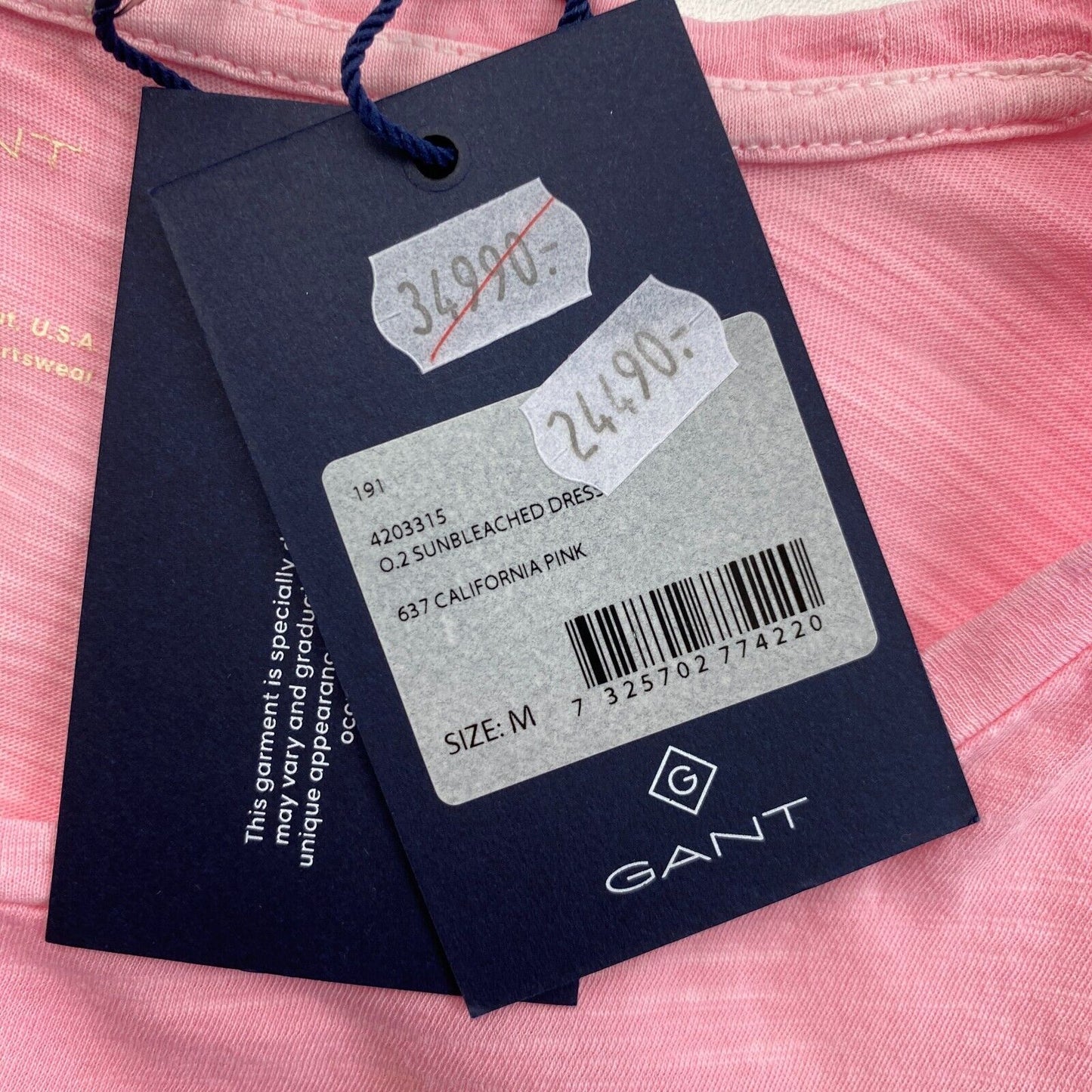 GANT Rosa ärmelloses sonnengebleichtes T-Shirt-Kleid Größe M