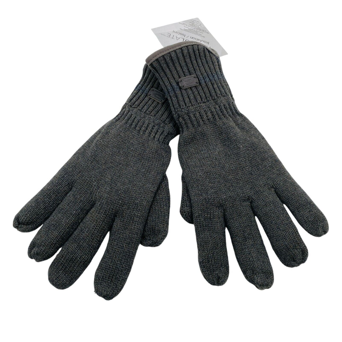 Camel Active Mens Dark Grey Cotton Insulated Warm Knit Gloves Size XL