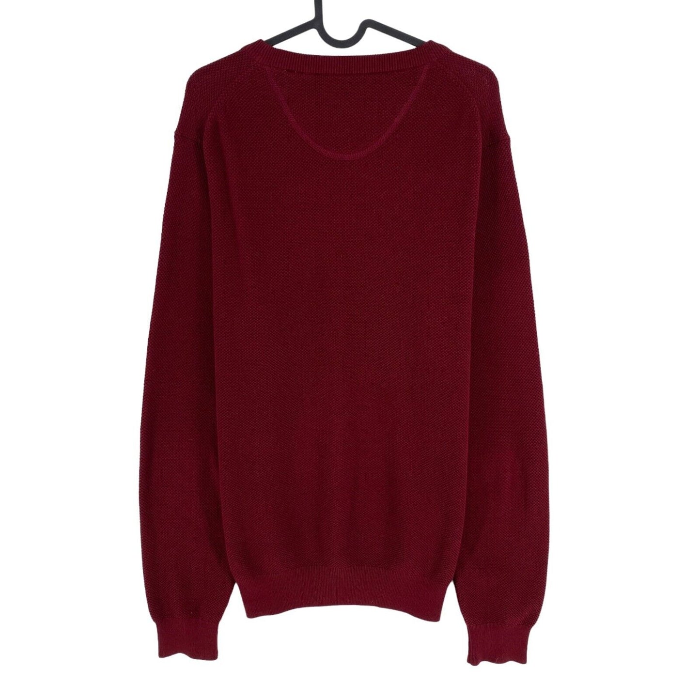 GANT Dark Red Cotton Pique Crew Neck Jumper Sweater Size L