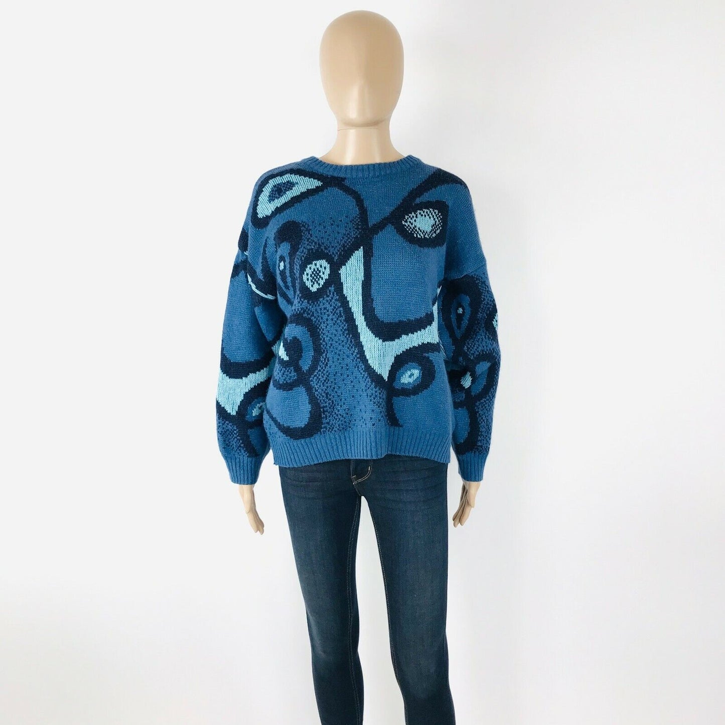 Cosby Vintage Retro 90s Lan Marcello Blue Jumper Sweater Size L