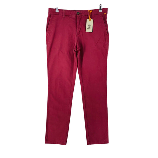 TIMBERLAND Mens Red Stretch Slim Fit Chino Trousers W34 L34