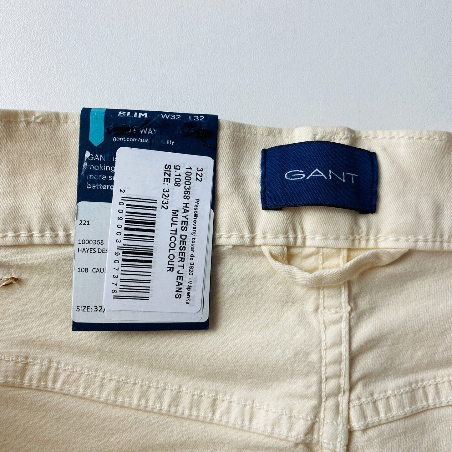 GANT HAYES Mens Light Beige Slim Fit Jeans Size W32 L32