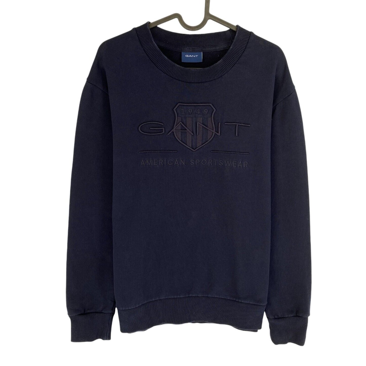 GANT Men Navy Blue Tonal Archive Shield Crew Neck Sweater Jumper Size M