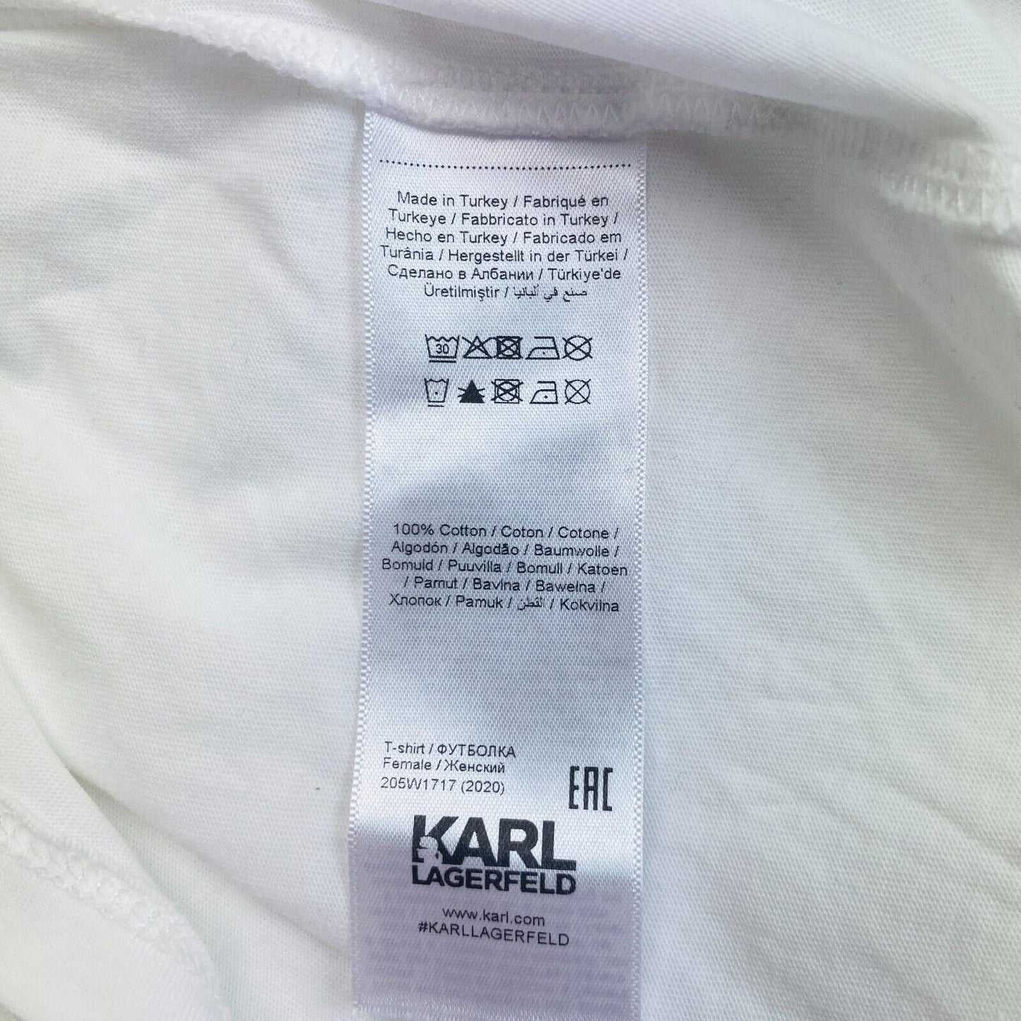 Karl Lagerfeld White Crew Neck T-Shirt Top Size XS