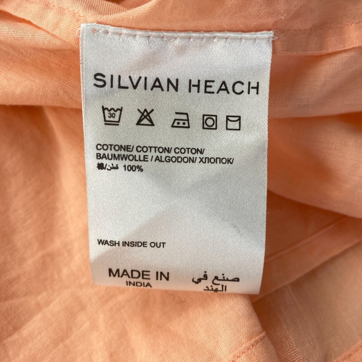 SILVIAN HEACH Peach Orange 100% Cotton Flare Maxi Skirt Size L