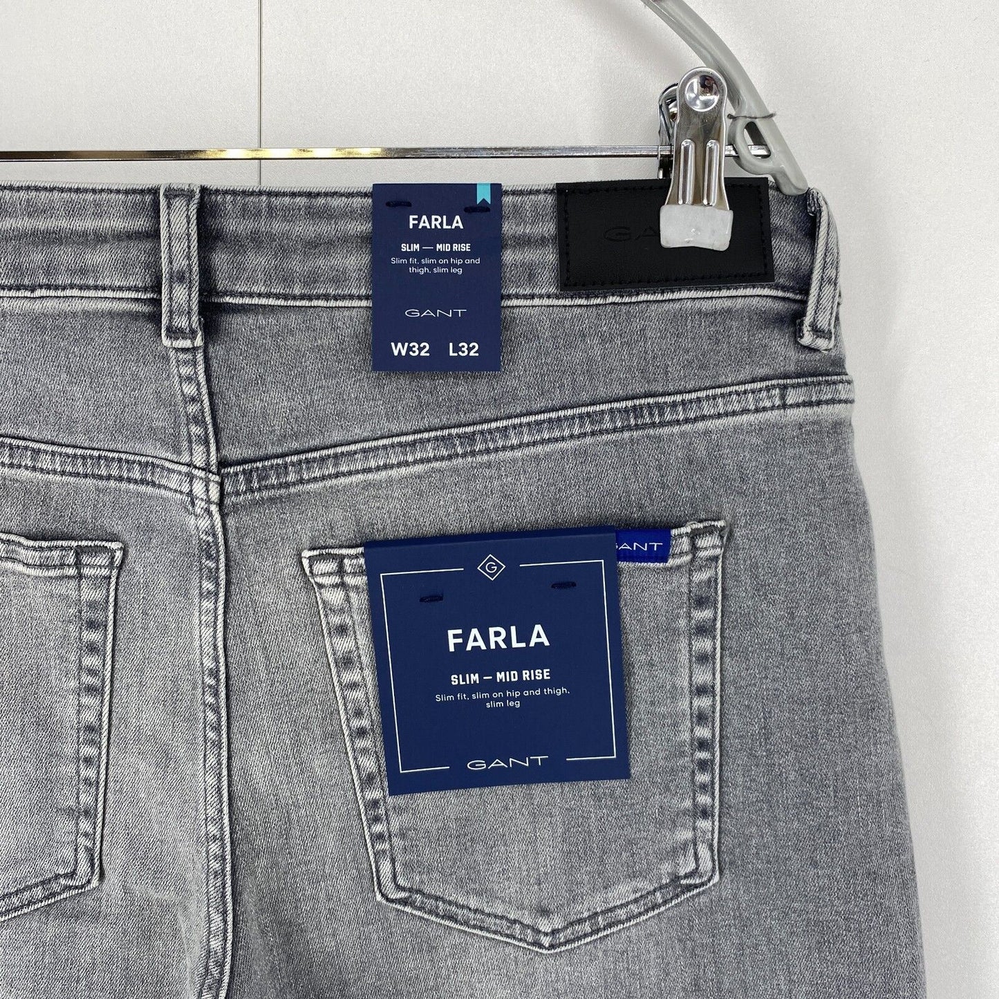 GANT Grey Women FARLA Mid Rise Stretch Slim Fit Jeans Size W32 L32