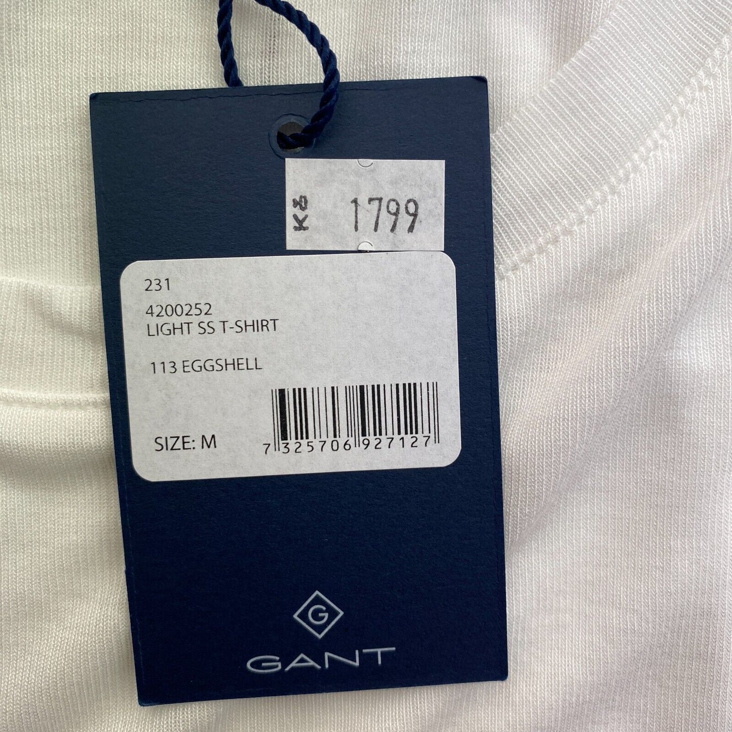 GANT Women White Light Weight Crew Neck T Shirt Size M