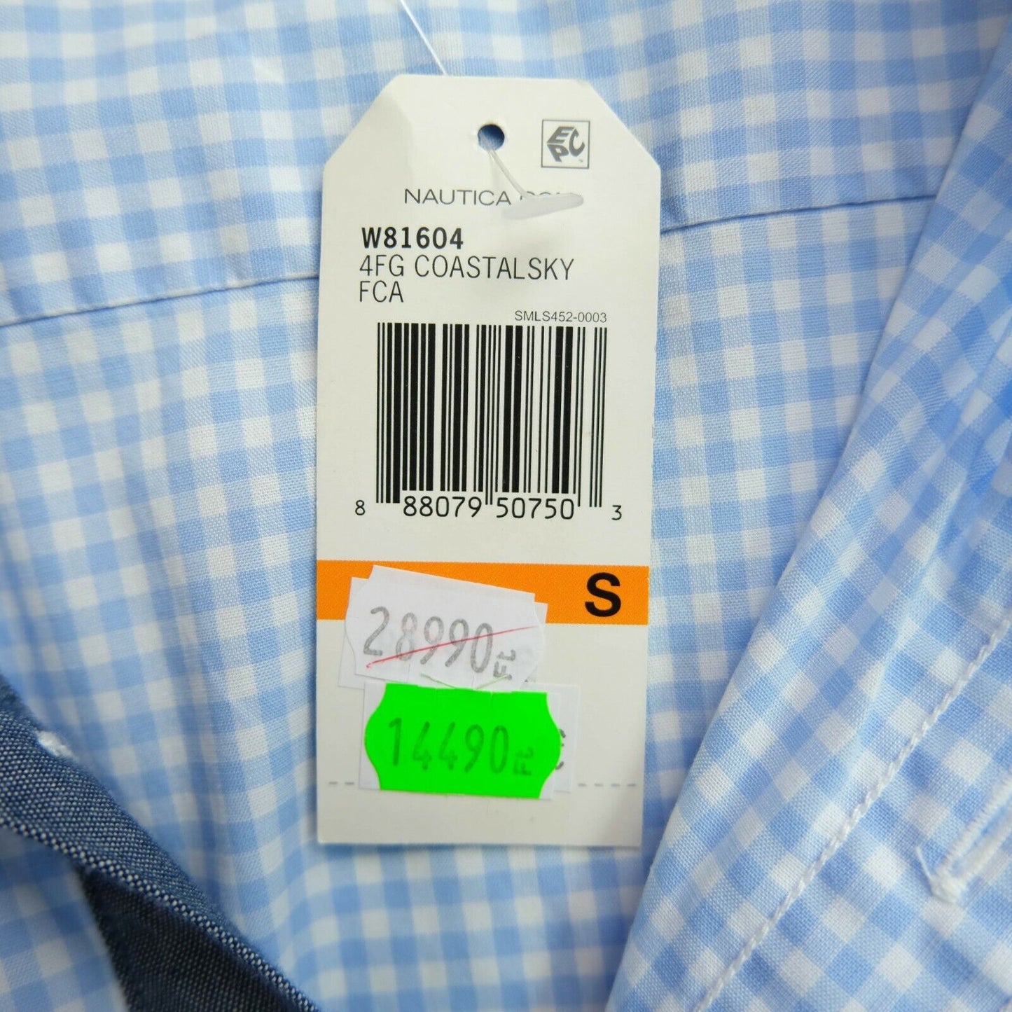 NAUTICA Blue Check Classic Fit Stretch Shirt Size S