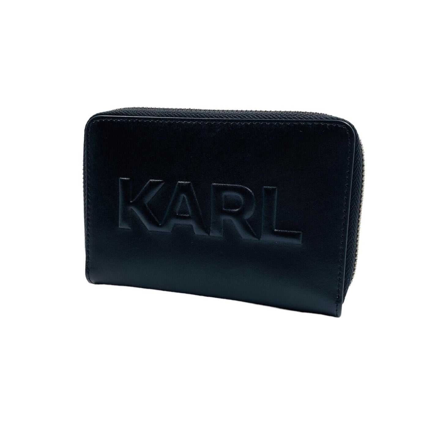 Karl Lagerfeld Black Women Zip Around Cow Leather Wallet