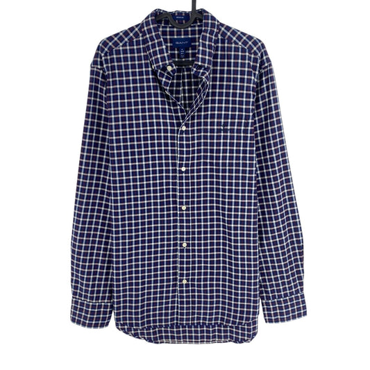 GANT Dark Blue Check Regular Fit Shirt Size M 39/40 15.75