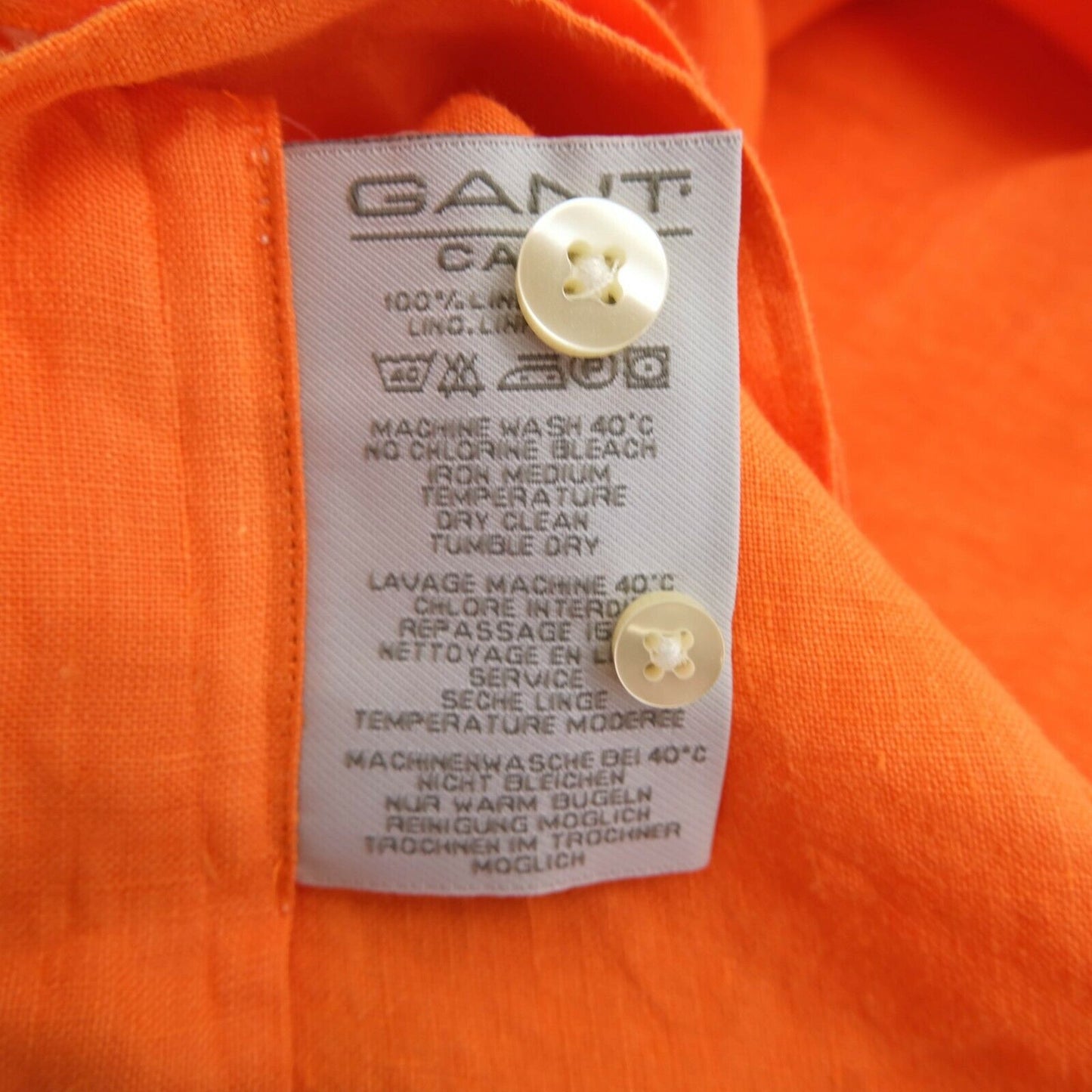 GANT Orange Cold Dye Tonal Dye Dress Fit Shirt Size S M L