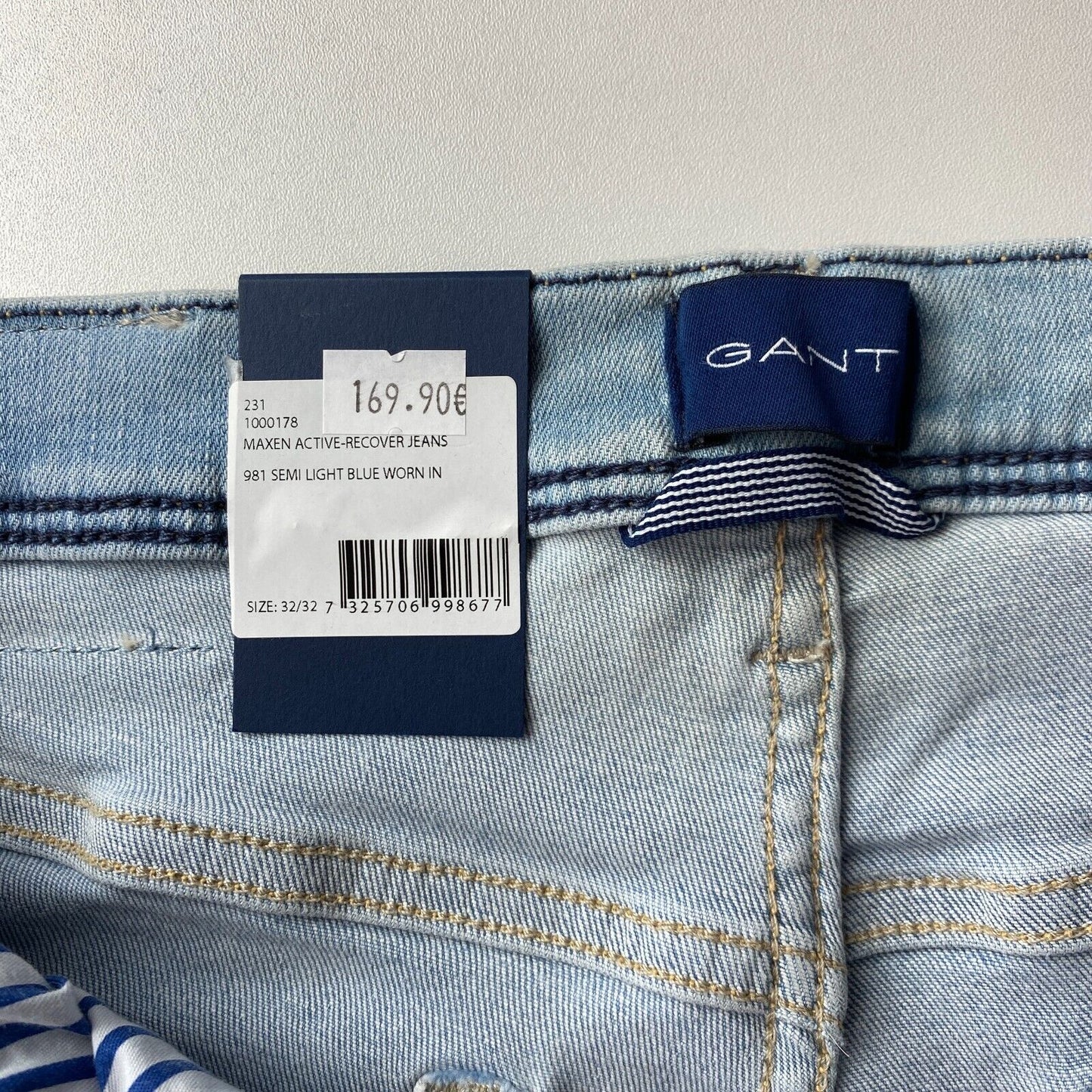 GANT MAXEN Herren Jeans mit Stretch, niedrige Taille, extra schmale Passform, Blau, W32 L32