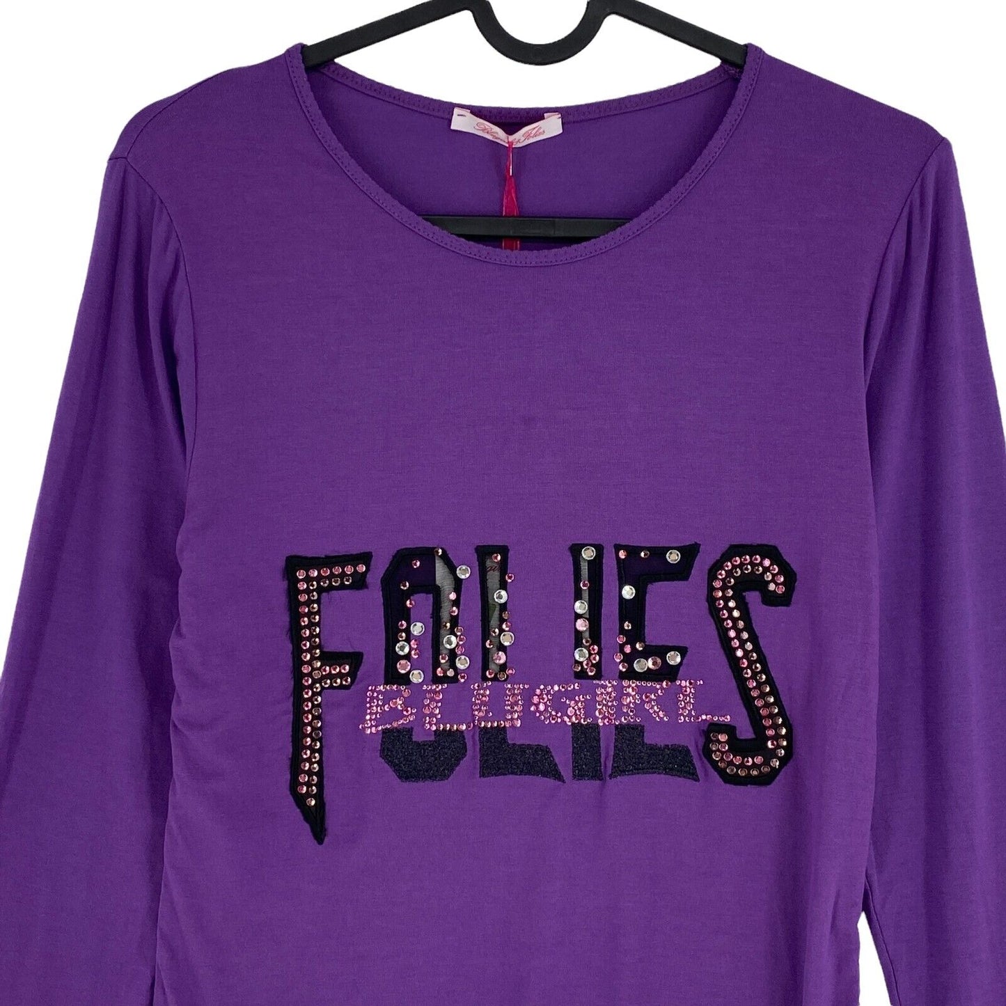 RPR €162 BLUGIRL FOLIES Purple Round Neck Top Blouse Size IT 42 EU 38 UK 10 US 8