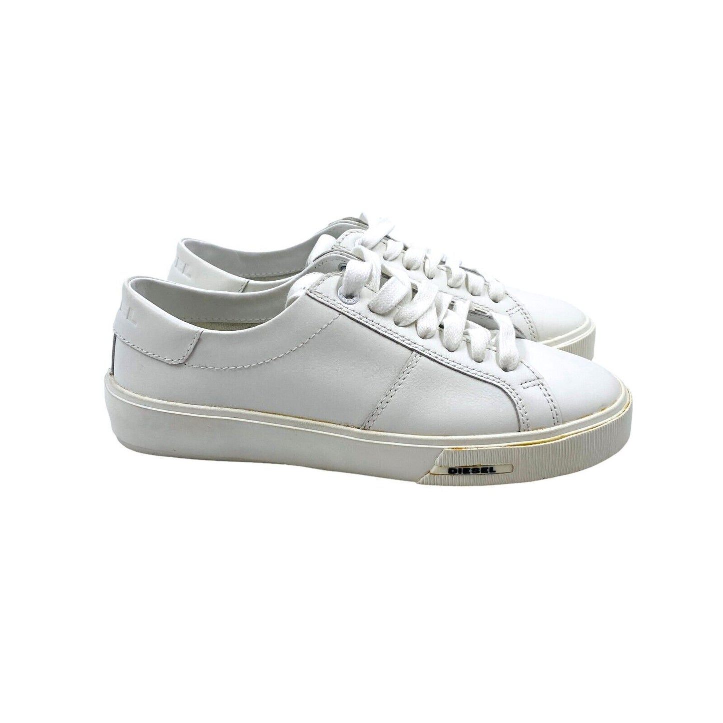 DIESEL White Low Top Lace Up Sneakers Shoes Size EUR 36 UK 4 US 6