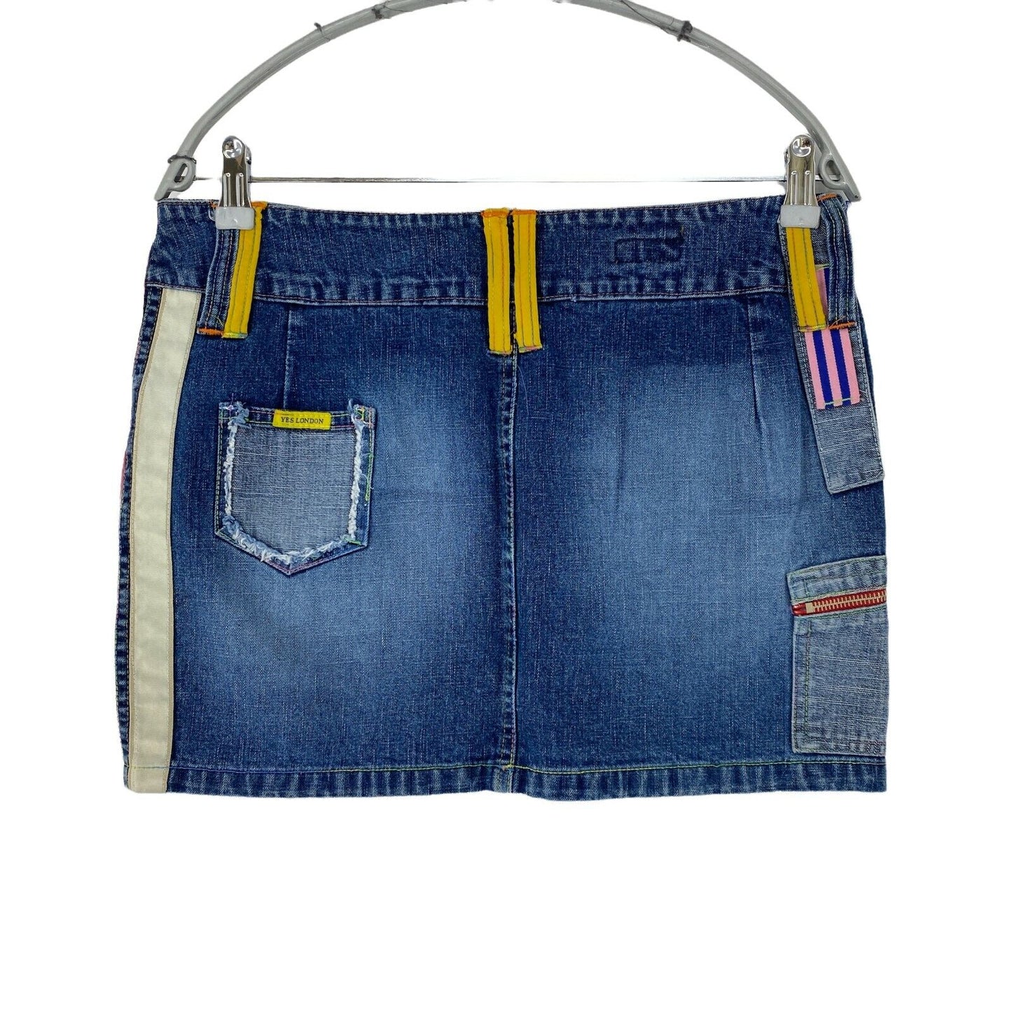 YES LONDON Blue Regular Fit Retro Denim Mini Skirt EUR 42 44 W28 W30