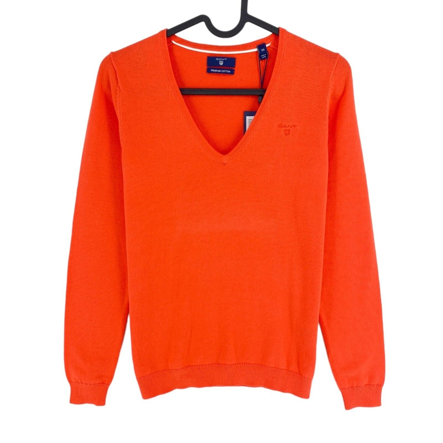 RRP €111 GANT Orange-Pink Lightweight Cotton V Neck Sweater Pullover Size XS