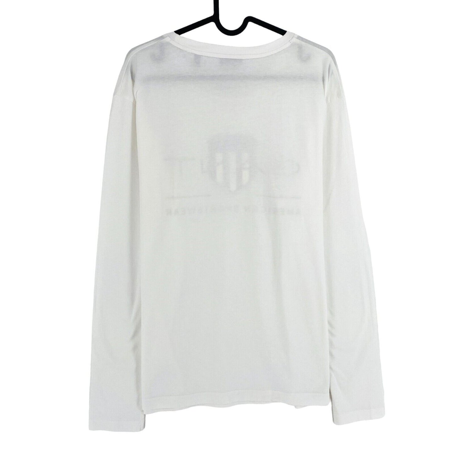 GANT Men White Archive Shield Crew Neck Long Sleeve T Shirt Size XL